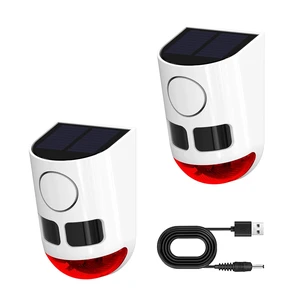 Solar Motion Sensor Alarm with Strobe Light, 130dB Outdoor Security Alarm System, 13 Alarm Sounds with Remote Control, Solar Powered, Waterproof PIR Motion Detector for Farm Yard Garden Orchard.2PCS Solar Motion Sensor Alarm with Strobe Light, 130dB Outdoor Security Alarm System, 13 Alarm Sounds with Remote Control, Solar Powered, Waterproof PIR Motion Detector for Farm Yard Garden Orchard.2PCS