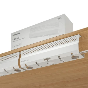 Cable Duct Desk White Set of 2 - Stainless Steel Cable Management Desk Cable Duct with 5 Cable Cut-Outs - Easy to Install Cable Organiser - Cable Holder Cable Duct Desk White Set of 2 - Stainless Steel Cable Management Desk Cable Duct with 5 Cable Cut-Outs - Easy to Install Cable Organiser - Cable Holder