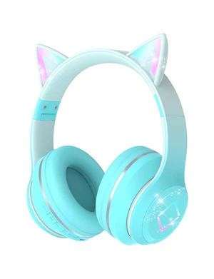 Bluetooth Kids Headphones,Cat Ear LED Light Up Kids Wireless Headphones,Bluetooth 5.1&Stereo Sound, Foldable,Adjustable Headband,Children Headphone with Microphone for School/Tablet (Green) Bluetooth Kids Headphones,Cat Ear LED Light Up Kids Wireless Headphones,Bluetooth 5.1&Stereo Sound, Foldable,Adjustable Headband,Children Headphone with Microphone for School/Tablet (Green)
