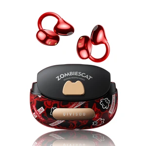 ZOMBIESCAT B23 Third-generation Open Headphones, Clip-on Earclip Earbuds True Wireless TWS Bluetooth 6.0 with Microphone, Suitable for Women, Glasses and Outdoor Sports, Red ZOMBIESCAT B23 Third-generation Open Headphones, Clip-on Earclip Earbuds True Wireless TWS Bluetooth 6.0 with Microphone, Suitable for Women, Glasses and Outdoor Sports, Red