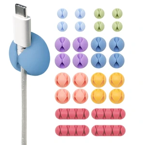 Cable Clips - (Assorted 28-Pack) Macaron Desk and Nightstand Cable Holder for Phone and Bedside Table Cord Organizer Cable Clips - (Assorted 28-Pack) Macaron Desk and Nightstand Cable Holder for Phone and Bedside Table Cord Organizer
