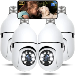 Light Bulb Security Camera Outdoor, 2K 5GHz & 2.4GHz WiFi Bulb Cameras for Home Security, 360° PTZ Wireless Cam with AI Human Detection, Color Night Vision, 2-Way Talk, Screw-in Light Socket Light Bulb Security Camera Outdoor, 2K 5GHz & 2.4GHz WiFi Bulb Cameras for Home Security, 360° PTZ Wireless Cam with AI Human Detection, Color Night Vision, 2-Way Talk, Screw-in Light Socket