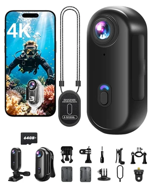 4K Mini Body Camera, WiFi Action Camera with 64GB Card Wearable POV Camera | Waterproof, Magnetic, Clip Mount, Hands-free POV Recording for TikTok Vlogging Motorcycle YouTube 4K Mini Body Camera, WiFi Action Camera with 64GB Card Wearable POV Camera | Waterproof, Magnetic, Clip Mount, Hands-free POV Recording for TikTok Vlogging Motorcycle YouTube