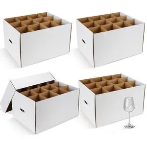 4 Pack Wine Glass Moving Boxes Kitchen Moving Boxes with Handle Kitchen Kit with Lid for Dish Glassware(White,20 x 15 x 12 Inches) 4 Pack Wine Glass Moving Boxes Kitchen Moving Boxes with Handle Kitchen Kit with Lid for Dish Glassware(White,20 x 15 x 12 Inches)