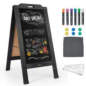 Magnetic Sandwich A Frame Chalkboard Board Signs - 40 × 20 Inches | Portable, Black Solid Pine Wood, Double-Sided outdoor Sidewalk ChalkBoards, Restaurant, Cafe, Shop, Wedding, Party Magnetic Sandwich A Frame Chalkboard Board Signs - 40 × 20 Inches | Portable, Black Solid Pine Wood, Double-Sided outdoor Sidewalk ChalkBoards, Restaurant, Cafe, Shop, Wedding, Party