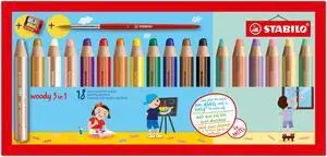 woody 3-in-1 - Multi-Talented Pencil - Pack of 18 - with 10 Assorted Standard, 6 Pastel colors, Sharpener and Paint Brush woody 3-in-1 - Multi-Talented Pencil - Pack of 18 - with 10 Assorted Standard, 6 Pastel colors, Sharpener and Paint Brush