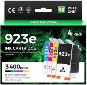 923e Ink Cartridge 4-Pack Compatible Replacement for HP 923 923e 923XL Ink | Work with HP OfficeJet Pro 8120 8122e 8123 8130 8133 8135e 8138e 8139e Printer High Yield with Chip Black Cyan Magenta Yell 923e Ink Cartridge 4-Pack Compatible Replacement for HP 923 923e 923XL Ink | Work with HP OfficeJet Pro 8120 8122e 8123 8130 8133 8135e 8138e 8139e Printer High Yield with Chip Black Cyan Magenta Yell