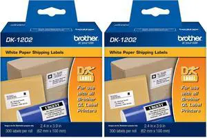 Genuine DK-1202 Die-Cut Shipping Paper Labels, Long Lasting Reliability, 300 Labels Per Roll, (1) Roll per Box (Pack of 2) Genuine DK-1202 Die-Cut Shipping Paper Labels, Long Lasting Reliability, 300 Labels Per Roll, (1) Roll per Box (Pack of 2)