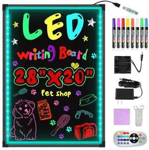 LED Message Writing Board, 28x 20" Neon Signs Chalkboard Menu Board, 16 Colors Light Board, LED Sign Board, LED Note Board for Restaurant Display Light Up Sign LED Message Writing Board, 28x 20" Neon Signs Chalkboard Menu Board, 16 Colors Light Board, LED Sign Board, LED Note Board for Restaurant Display Light Up Sign