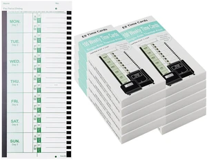 1000 E8 Weekly Thermal Time Cards, Compatible with Lathem 2100HD & 800P | Time Clock Cards for Employees, Single-Sided Format with Named Days 1000 E8 Weekly Thermal Time Cards, Compatible with Lathem 2100HD & 800P | Time Clock Cards for Employees, Single-Sided Format with Named Days