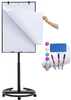 Mobile Magnetic Whiteboard on Wheels, Stable Dry Erase Easel Stand, 36x24 | Rolling Dry Erase Easel Board with Flipchart Paper Pad-Height Adjustable Standing Board for Meetings, Classes, Workshops Mobile Magnetic Whiteboard on Wheels, Stable Dry Erase Easel Stand, 36x24 | Rolling Dry Erase Easel Board with Flipchart Paper Pad-Height Adjustable Standing Board for Meetings, Classes, Workshops