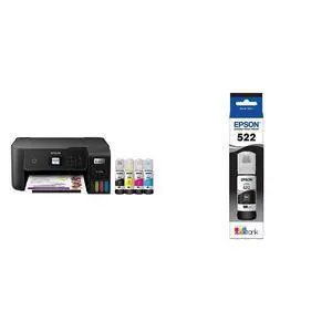 EcoTank ET-2800 Wireless Color All-in-One Cartridge-Free Supertank Printer, Black, Medium & T522 EcoTank Ink Ultra-high Capacity Bottle Black (T522120-S) EcoTank ET-2800 Wireless Color All-in-One Cartridge-Free Supertank Printer, Black, Medium & T522 EcoTank Ink Ultra-high Capacity Bottle Black (T522120-S)