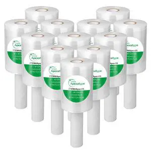Plastic Shrink Wrap Roll, 5" x 1200', 12 Rolls | 80 Gauge, 500% Stretch, With Handles, Stretch Film WrapFor Moving, Shipping, Packing, Pallet & Furniture Protection Plastic Shrink Wrap Roll, 5" x 1200', 12 Rolls | 80 Gauge, 500% Stretch, With Handles, Stretch Film WrapFor Moving, Shipping, Packing, Pallet & Furniture Protection