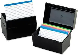 Plastic Index Card Box, 4 x 6 Inches, 400 Card Capacity, Black (01461) (Pack of 6) Plastic Index Card Box, 4 x 6 Inches, 400 Card Capacity, Black (01461) (Pack of 6)