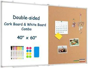 Large White Board Dry Erase Foldable Cork Board Combo 60x40 for Wall | Dry Erase White Board, Cork Board Combo, Foldable Double-Sided, Magnetic Wall Hanging, School Home Office, Complete Kit Large White Board Dry Erase Foldable Cork Board Combo 60x40 for Wall | Dry Erase White Board, Cork Board Combo, Foldable Double-Sided, Magnetic Wall Hanging, School Home Office, Complete Kit