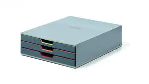 Varicolor 3 Drawer Unit - Gray Desktop Drawer Set with 3 Color Coded Draws - Letter to Folio Size Files - Perfect for Storing Documents and Paper Work Varicolor 3 Drawer Unit - Gray Desktop Drawer Set with 3 Color Coded Draws - Letter to Folio Size Files - Perfect for Storing Documents and Paper Work