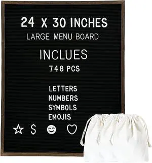 Large Felt Letter Board 24x30 Inch with 748 letters, Menu Board Letter, Felt Board Message Board, Changeable Letter Board Black Letter Board Sign Restaurant, Office, Barnwood Frame Letterboard Large Felt Letter Board 24x30 Inch with 748 letters, Menu Board Letter, Felt Board Message Board, Changeable Letter Board Black Letter Board Sign Restaurant, Office, Barnwood Frame Letterboard