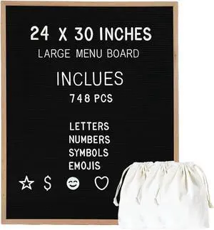 Large Felt Letter Board 24x30 Inch with 748 letters, Menu Board Letter, Felt Board Message Board, Changeable Letter Board Black Letter Board Sign Restaurant, Office, Barnwood Frame Letterboard (Light Large Felt Letter Board 24x30 Inch with 748 letters, Menu Board Letter, Felt Board Message Board, Changeable Letter Board Black Letter Board Sign Restaurant, Office, Barnwood Frame Letterboard (Light
