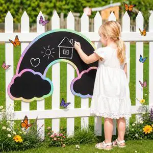 Giant Outdoor Chalkboard for Kids, 31.5 x 18.5 Inch Large Rainbow Chalkboard Weatherproof Art Easel Wall Mounted for Toddler Classroom Back to School Gift Decor Indoor Outdoor Giant Outdoor Chalkboard for Kids, 31.5 x 18.5 Inch Large Rainbow Chalkboard Weatherproof Art Easel Wall Mounted for Toddler Classroom Back to School Gift Decor Indoor Outdoor