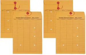 Interdepartment Envelopes with String Tie 10 x 13 Inches, Brown Kraft Interoffice Envelopes with string 10x13 Reuseable,100 Count (Pack of 2) Interdepartment Envelopes with String Tie 10 x 13 Inches, Brown Kraft Interoffice Envelopes with string 10x13 Reuseable,100 Count (Pack of 2)