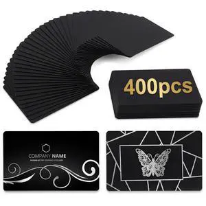 400 Pieces Black Metal Business Card Blanks for Laser Engraving, 0.8 mm Thick Anodized Aluminum Blank Cards, 3.4 x 2.1 Inch Custom Metal Name Cards for Business, Gift Tags, DIY Crafts 400 Pieces Black Metal Business Card Blanks for Laser Engraving, 0.8 mm Thick Anodized Aluminum Blank Cards, 3.4 x 2.1 Inch Custom Metal Name Cards for Business, Gift Tags, DIY Crafts