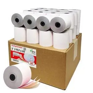 (32 Rolls) 3-ply 3" inch 65' Feet White/Canary/Pink Carbonless Paper for Star SP700 TMU 220 (3-ply 3" inch 65' Feet) Kitchen Printer Paper From (32 Rolls) 3-ply 3" inch 65' Feet White/Canary/Pink Carbonless Paper for Star SP700 TMU 220 (3-ply 3" inch 65' Feet) Kitchen Printer Paper From