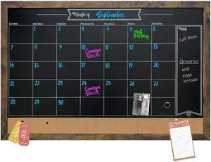 Framed Magnetic Chalkboard Calendar, Kitchen Decor, 36" x 24" | Magnet Display for Notes & Photos, Stain Resistant Surface, Mounting Hardware Included, Menu Board for Kitchen, Wall Decor Framed Magnetic Chalkboard Calendar, Kitchen Decor, 36" x 24" | Magnet Display for Notes & Photos, Stain Resistant Surface, Mounting Hardware Included, Menu Board for Kitchen, Wall Decor