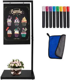 Chalkboard Signs with Stand, 43" x 18" Hanging Black Metal Easel | Double-Sided, Outdoor Chalkboard,Cafe Bar, Bistro, Florist, or Wedding Chalkboard Signs with Stand, 43" x 18" Hanging Black Metal Easel | Double-Sided, Outdoor Chalkboard,Cafe Bar, Bistro, Florist, or Wedding