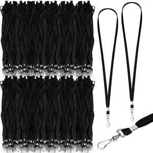 1000 Pack Bulk Lanyards for ID Name Badges Holder Flat Lanyards with Hook Clip Swivel for Office School Accessories (Black) 1000 Pack Bulk Lanyards for ID Name Badges Holder Flat Lanyards with Hook Clip Swivel for Office School Accessories (Black)
