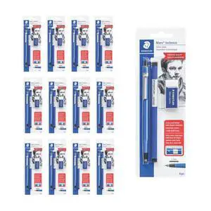 Mars Technical Mechanical Pencil Set, Blue, 12 Pack | 1 pencil - 2 mm, 1 eraser, 2 ea 2H lead refills. 4pc Mars Technical Mechanical Pencil Set, Blue, 12 Pack | 1 pencil - 2 mm, 1 eraser, 2 ea 2H lead refills. 4pc