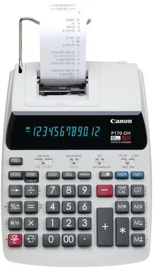 Office Products 2204C001 P170-DH-3 Desktop Printing Calculator with Currency Conversion, Clock & Calendar, and Time Calculation, Black/White/Silver, 14.60 Inch x 9.60 Inch x 3.00 Inch Office Products 2204C001 P170-DH-3 Desktop Printing Calculator with Currency Conversion, Clock & Calendar, and Time Calculation, Black/White/Silver, 14.60 Inch x 9.60 Inch x 3.00 Inch