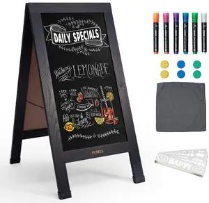 Large Sandwich A-Frame Chalkboard Signs, 40" x 20" Magnetic Board | Black Wooden Chalk Board, Double-Sided Outdoor Chalkboard for Sidewalk Cafe Shop Wedding Party or Business Large Sandwich A-Frame Chalkboard Signs, 40" x 20" Magnetic Board | Black Wooden Chalk Board, Double-Sided Outdoor Chalkboard for Sidewalk Cafe Shop Wedding Party or Business