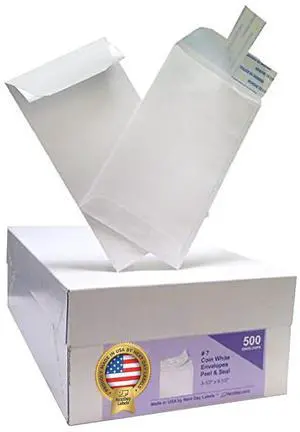 NextDay Labels #7 Coin Envelopes - 500-Pack White Peel & Seal Money Envelopes for Cash, Coins, Jewelry, or Small Parts - Durable White Paper Cash for Home, Office, or Business Use - Made in USA NextDay Labels #7 Coin Envelopes - 500-Pack White Peel & Seal Money Envelopes for Cash, Coins, Jewelry, or Small Parts - Durable White Paper Cash for Home, Office, or Business Use - Made in USA