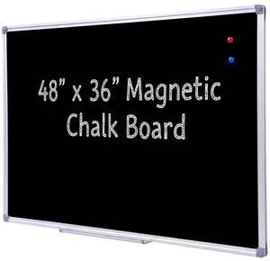 36 x 48 Inch School Large Black Magnetic Chalkboard for Wall | 4'x 3' Hanging Magnetic Black Board with Aluminum Frame and Marker Tray, for School, Office and Restaurant Menus 36 x 48 Inch School Large Black Magnetic Chalkboard for Wall | 4'x 3' Hanging Magnetic Black Board with Aluminum Frame and Marker Tray, for School, Office and Restaurant Menus