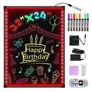 32"x24" LED Message Writing Board, Neon Sign for Business & Restaurants, Illuminated Erasable Menu Board, 8 Colors Markers & 16 Lighting Colors, Flashing Light Up Display for Bar, Party, Wedding 32"x24" LED Message Writing Board, Neon Sign for Business & Restaurants, Illuminated Erasable Menu Board, 8 Colors Markers & 16 Lighting Colors, Flashing Light Up Display for Bar, Party, Wedding