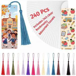 240 Pcs Sublimation Blank Bookmark Heat Transfer Metal Aluminum DIY Bookmark with Hole and Colorful Tassels for Crafts, Birthday Wedding, Sublimation Blank Keychains, Single Sided Printing 240 Pcs Sublimation Blank Bookmark Heat Transfer Metal Aluminum DIY Bookmark with Hole and Colorful Tassels for Crafts, Birthday Wedding, Sublimation Blank Keychains, Single Sided Printing