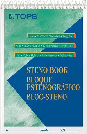 Steno Books, 6" x 9", Gregg Rule, Green Tint Paper, 80 Sheets, (8021) | (Pack of 72) Steno Books, 6" x 9", Gregg Rule, Green Tint Paper, 80 Sheets, (8021) | (Pack of 72)