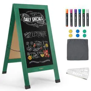Large Sandwich A-Frame Chalkboard Signs, 40" x 20" Magnetic Board | Green Wooden Chalk Board, Double-Sided Outdoor Chalkboard for Sidewalk Cafe Shop Wedding Party or Business Large Sandwich A-Frame Chalkboard Signs, 40" x 20" Magnetic Board | Green Wooden Chalk Board, Double-Sided Outdoor Chalkboard for Sidewalk Cafe Shop Wedding Party or Business