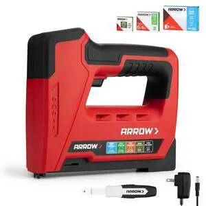 Arrow Electric Staple Gun, 5 in 1 Cordless Stapler with 3000Pcs Staples | Heavy Duty Staple Gun for Upholstery, 3.6V Rechargeable Brad Nailer with Staple Remover, for Wood, Home, DIY, ET501C Arrow Electric Staple Gun, 5 in 1 Cordless Stapler with 3000Pcs Staples | Heavy Duty Staple Gun for Upholstery, 3.6V Rechargeable Brad Nailer with Staple Remover, for Wood, Home, DIY, ET501C