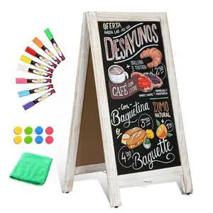Double-Sided Magnetic 40" x 20" White Chalk Board Sign Board | Wooden A-Frame Sign, Sandwich Board Signs Outdoor, Chalkboard Easel, Menu Board for Restaurant, Business or Wedding Double-Sided Magnetic 40" x 20" White Chalk Board Sign Board | Wooden A-Frame Sign, Sandwich Board Signs Outdoor, Chalkboard Easel, Menu Board for Restaurant, Business or Wedding