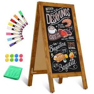 Double-Sided Magnetic 40" x 20" Yellowish-Brown Chalkboard Sign | Wooden A-Frame Sign, Sandwich Board Signs Outdoor, Chalkboard Easel, Menu Board for Restaurant, Business or Wedding Double-Sided Magnetic 40" x 20" Yellowish-Brown Chalkboard Sign | Wooden A-Frame Sign, Sandwich Board Signs Outdoor, Chalkboard Easel, Menu Board for Restaurant, Business or Wedding