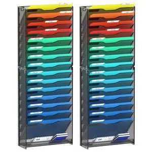 2 Pack 16 Tier Wall File Organizer Hanging Wall File Holder Wall Mount Paper Folder Organizer, Magazine Rack, Pack of 2 2 Pack 16 Tier Wall File Organizer Hanging Wall File Holder Wall Mount Paper Folder Organizer, Magazine Rack, Pack of 2