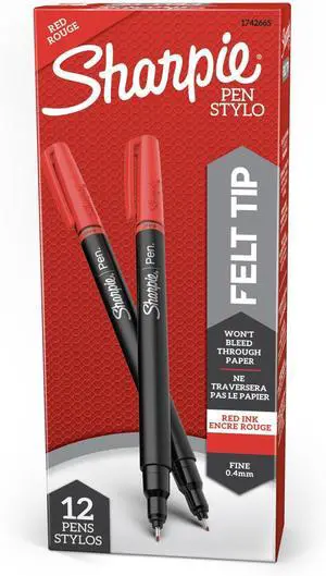 Felt Tip Pens, Fine Point (0.4mm), Red, 12 Count (Pack of 12) Felt Tip Pens, Fine Point (0.4mm), Red, 12 Count (Pack of 12)
