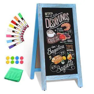 Double-Sided Magnetic 40" x 20" Blue Chalk Board Sign Board | Wooden A-Frame Sign, Sandwich Board Signs Outdoor, Chalkboard Easel, Menu Board for Restaurant, Business or Wedding Double-Sided Magnetic 40" x 20" Blue Chalk Board Sign Board | Wooden A-Frame Sign, Sandwich Board Signs Outdoor, Chalkboard Easel, Menu Board for Restaurant, Business or Wedding