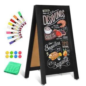 Wooden A Frame Sign, 40" x 20" Black Magnetic Sandwich Chalk Board | Double-sides Chalkboard Easel Signs, Outdoor Menu Sidewalk Sign for Bussiness, Restaurant, catering supplies Wooden A Frame Sign, 40" x 20" Black Magnetic Sandwich Chalk Board | Double-sides Chalkboard Easel Signs, Outdoor Menu Sidewalk Sign for Bussiness, Restaurant, catering supplies