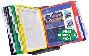 AdjustaView EXPANDABLE Desk Reference Display Organizer 20C | 5 Adjustable Viewing Angles, Dual Weighted Base, 20 Letter Size EZ-Load Color Pockets, ADD-ON to Expand Capacity at Anytime AdjustaView EXPANDABLE Desk Reference Display Organizer 20C | 5 Adjustable Viewing Angles, Dual Weighted Base, 20 Letter Size EZ-Load Color Pockets, ADD-ON to Expand Capacity at Anytime