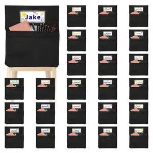 24 PCS Chair Pockets for Classroom, 20 x 17 Inch Extra Large Seat Sacks with Name Tags, Heavy-Duty Oxford Fabric Chair Organizers for School, Home, Office Black 24 PCS Chair Pockets for Classroom, 20 x 17 Inch Extra Large Seat Sacks with Name Tags, Heavy-Duty Oxford Fabric Chair Organizers for School, Home, Office Black