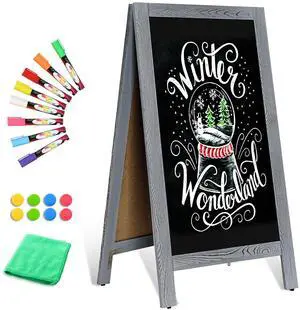 Double-Sided Magnetic 40" x 20" Gray Chalk Board Sign Board | Wooden A-Frame Sign, Sandwich Board Signs Outdoor, Chalkboard Easel, Menu Board for Restaurant, Business or Wedding Double-Sided Magnetic 40" x 20" Gray Chalk Board Sign Board | Wooden A-Frame Sign, Sandwich Board Signs Outdoor, Chalkboard Easel, Menu Board for Restaurant, Business or Wedding