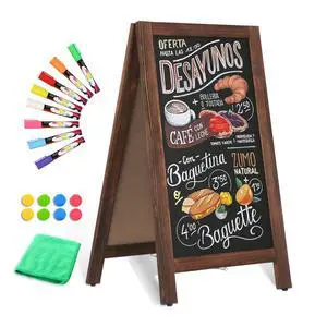 Wooden A Frame Sign, 40" x 20" Brown Magnetic Sandwich Chalk Board | Double-sides Black Chalkboard Easel Signs, Outdoor Menu Sidewalk Sign for Bussiness, Restaurant, catering supplies Wooden A Frame Sign, 40" x 20" Brown Magnetic Sandwich Chalk Board | Double-sides Black Chalkboard Easel Signs, Outdoor Menu Sidewalk Sign for Bussiness, Restaurant, catering supplies