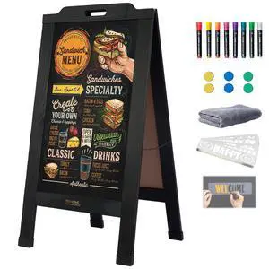 Magnetic Portable A-Frame Chalkboard Signs, 40" x 20" Large Wood Sandwich Board Signs Outdoor, Double-Sided Sidewalk Standing Chalk Board for Business, Wedding, Vendor Display, Coffee Shope - Black Magnetic Portable A-Frame Chalkboard Signs, 40" x 20" Large Wood Sandwich Board Signs Outdoor, Double-Sided Sidewalk Standing Chalk Board for Business, Wedding, Vendor Display, Coffee Shope - Black